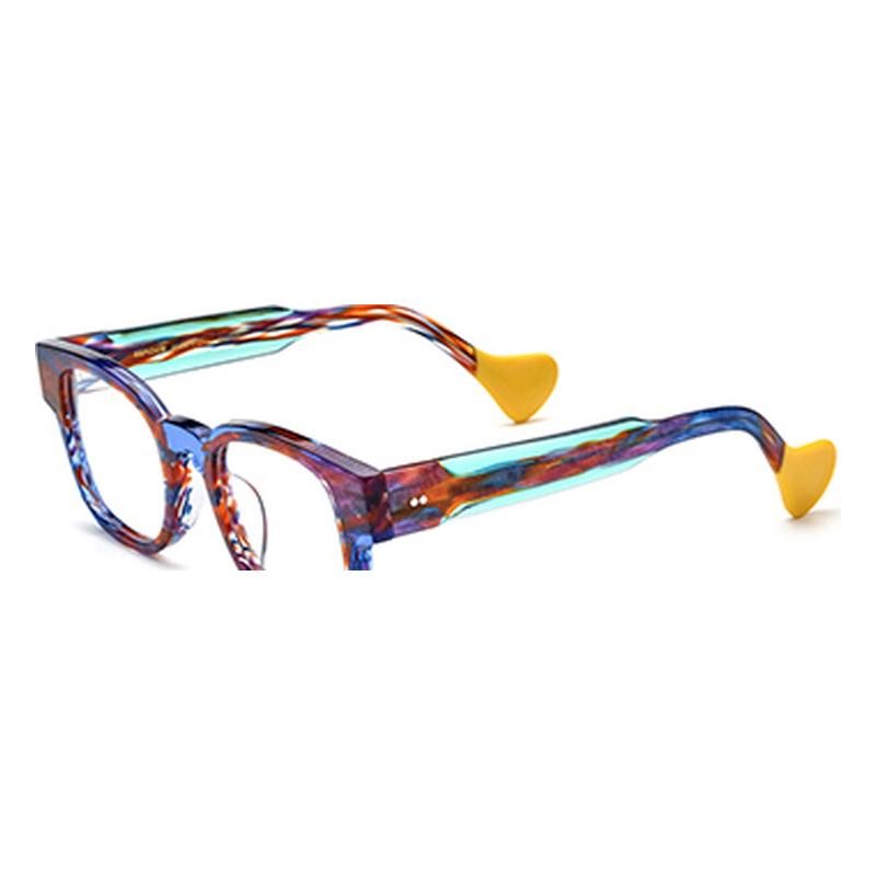Vintage Multicolour Acetate Square Optical Glasses Frame - Blue - MCROONS