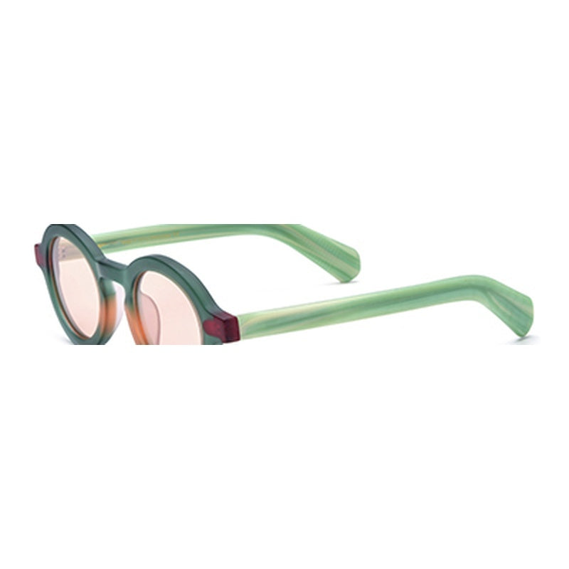 Tie-Dye Multicolour Round Polarised Acetate Sunglasses - Green - MCROONS