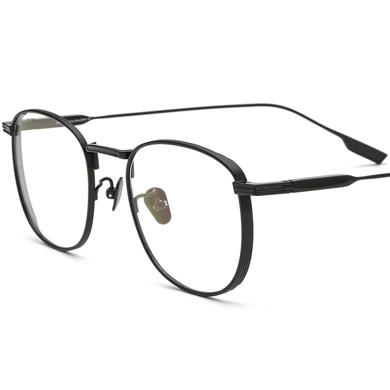 Retro Pure Titanium Square Optical Glasses - Black - MCROONS