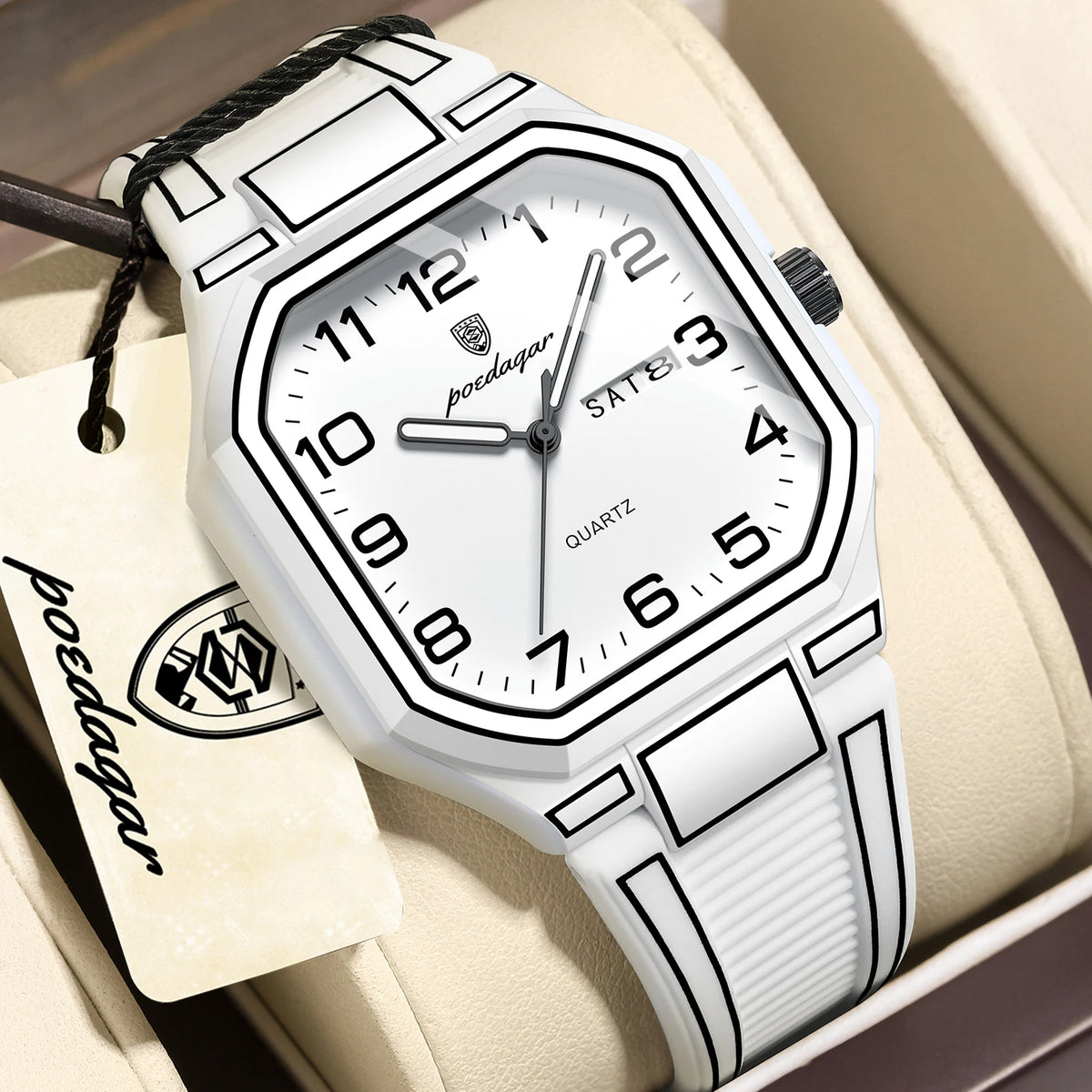 Poedagar 608 Men's Luxury Quartz Watch – Silicone Strap, Waterproof, Luminous, Date