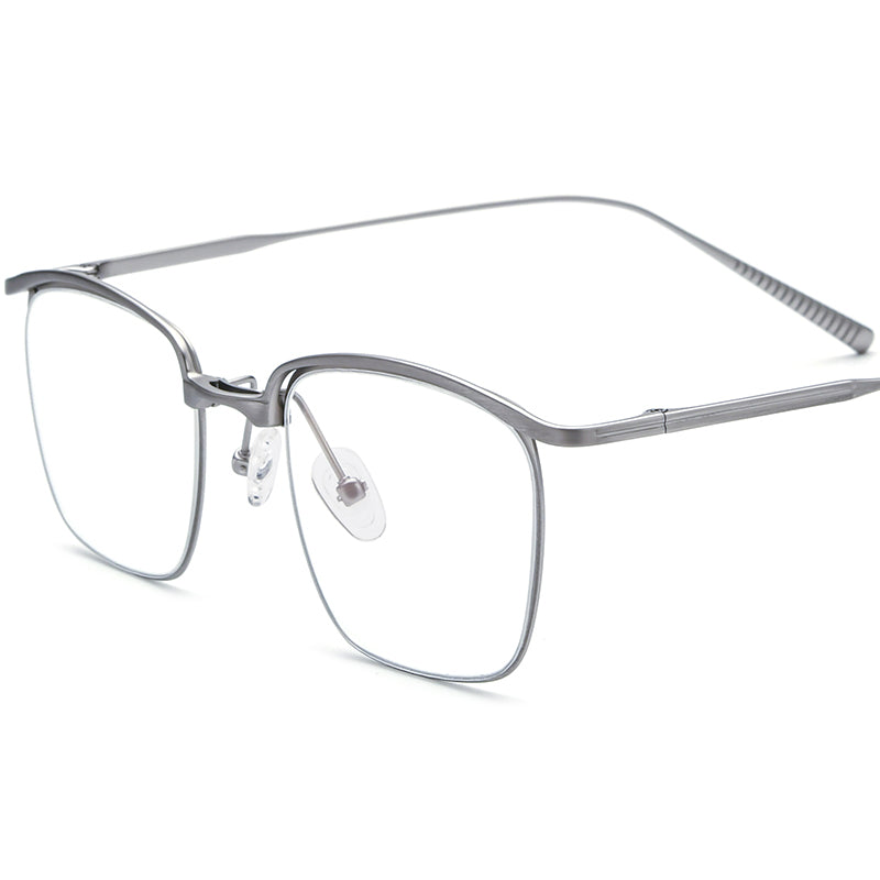 Browline Square Titanium Optical Glasses Frame - Silver - MCROONS