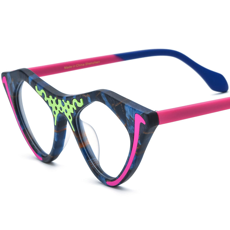 Matte Acetate Cat Eye Optical Glasses Frame Retro - Blue - MCROONS