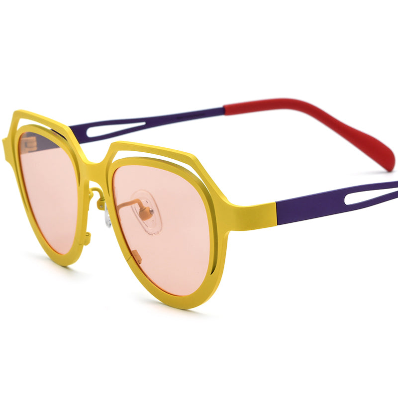Colourful Titanium Cat Eye Polarised Sunglasses Fashion - Yellow - MCROONS