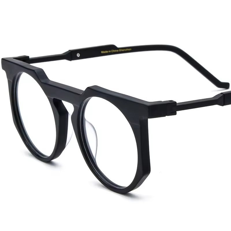 Oversized Round Multicolour Acetate Optical Glasses Frame - Black - MCROONS