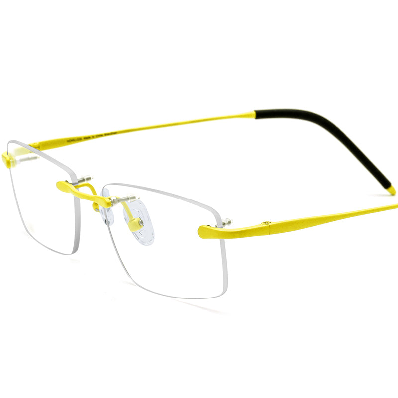 Rimless Titanium Square Sports Optical Glasses Ultralight - Yellow - MCROONS