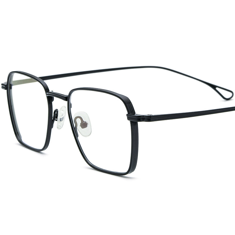Designer Pure Titanium Square Optical Frame - Black - MCROONS
