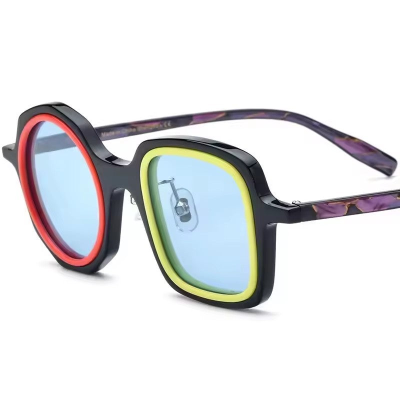 Retro Irregular Acetate Polarized Sunglasses UV400 - Black - MCROONS