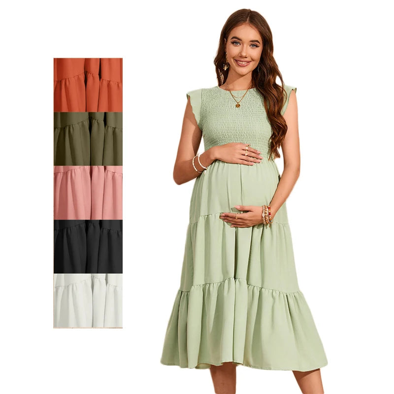maternity dresses casual summer Women's Loose Shirred Fly Sleeve A-Line Dress For ironing Color:Khaki Lovers and Friends Ellerie Size:AU 4