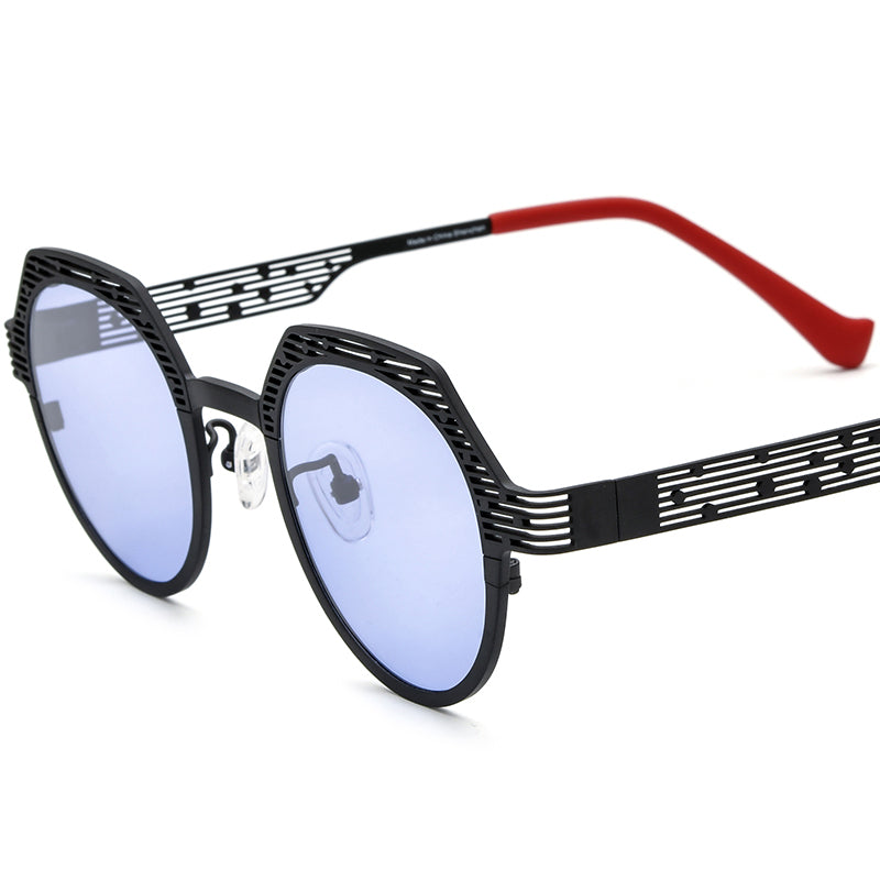 Colourful Titanium Cat Eye Polarised Sunglasses Vintage - Black - MCROONS