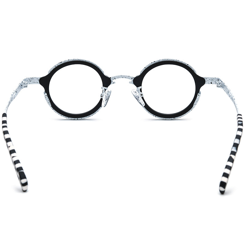 Vintage Round Acetate Titanium Optical Glasses Frame - MCROONS - back view