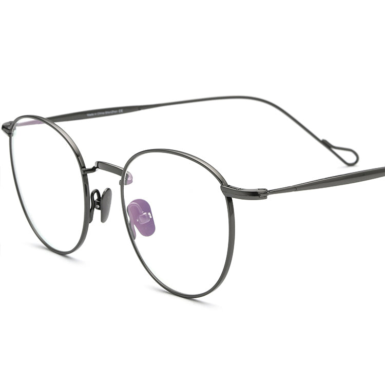 Retro Pure Titanium Round Optical Glasses - Gray - MCROONS