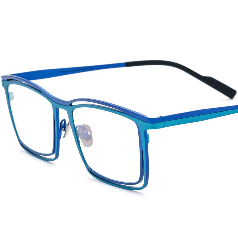 Titanium Square Optical Glasses Frame Retro Vintage - Blue Dark Blue - MCROONS