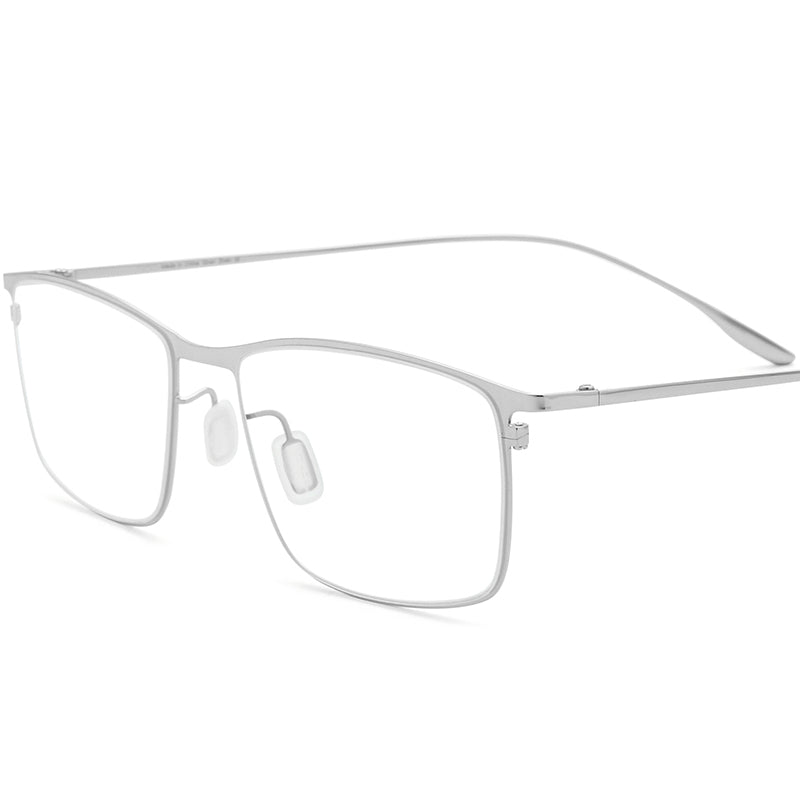 Titanium Alloy Square Optical Glasses Frame Designer - Silver - MCROONS
