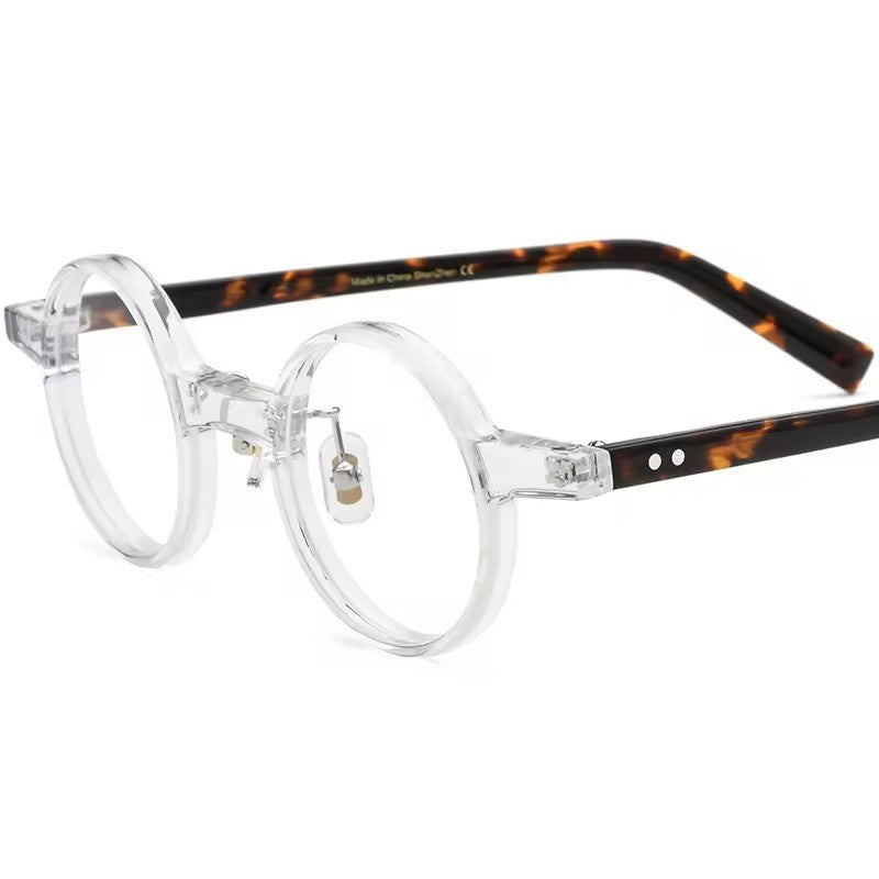 Round Acetate Optical Glasses Frame Vintage Designer - MCROONS - Transparent