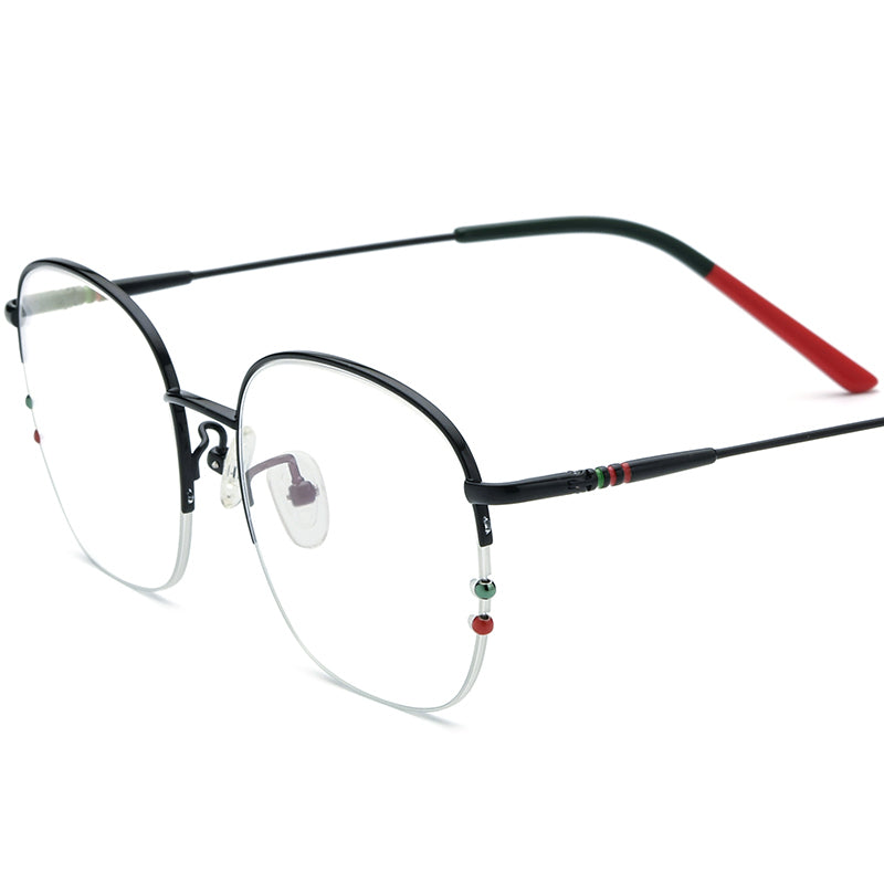 Oversized Square Titanium Optical Glasses - Black - MCROONS