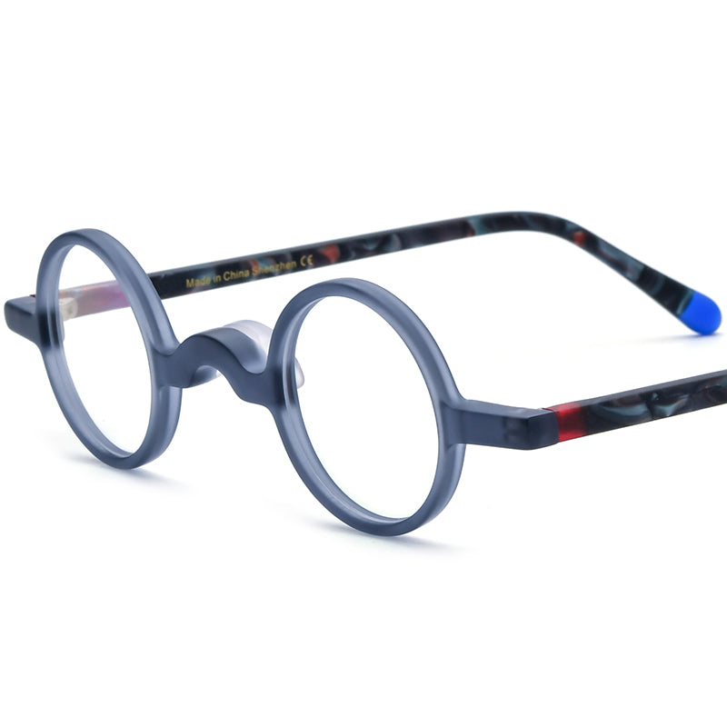 Vintage Round Acetate Optical Glasses Frame - Transparent Blue - MCROONS