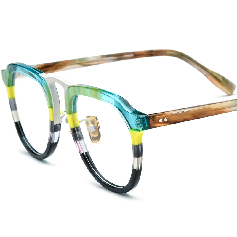 Classic Pilot Style Acetate Optical Glasses Frame - White - MCROONS