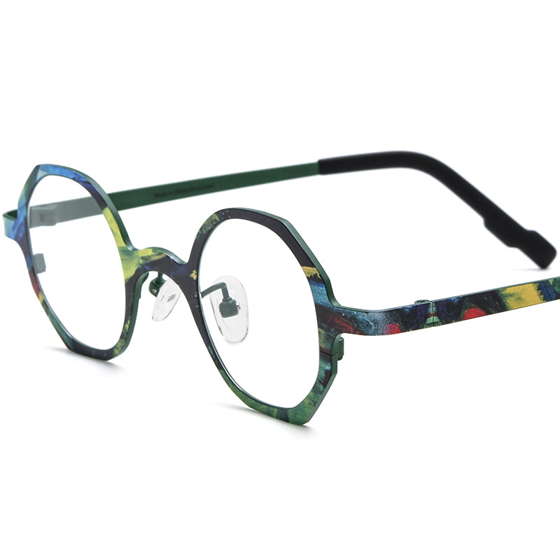 Polygon Titanium Optical Glasses Frame - Dark Green - MCROONS