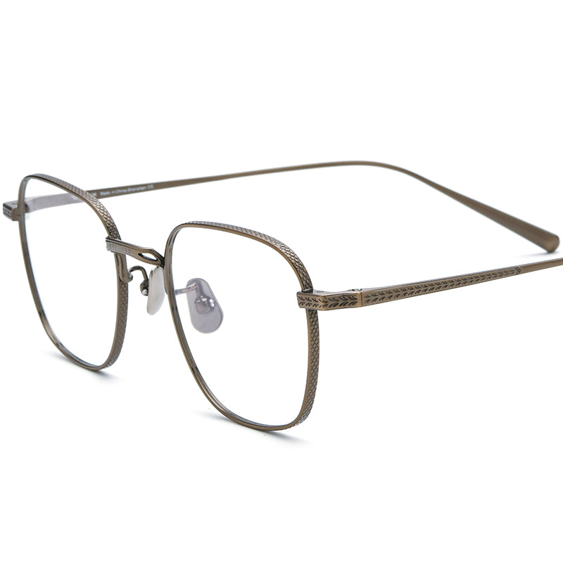Oversized Retro Titanium Square Optical Glasses - Brown - MCROONS