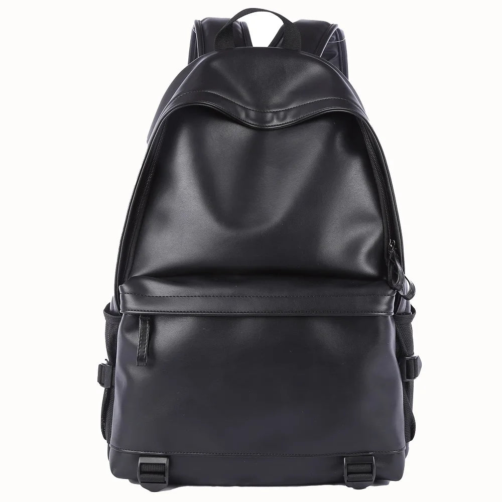 Men's Waterproof PU Leather School Laptop Backpack