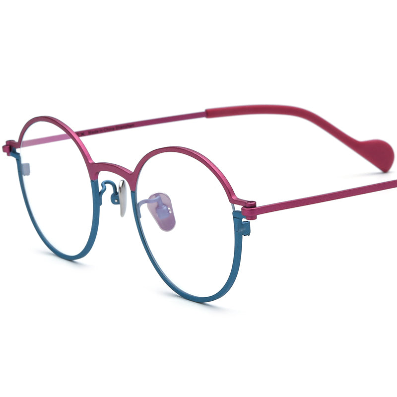 Colourful Titanium Round Optical Glasses Frame Designer - Purple Blue - MCROONS