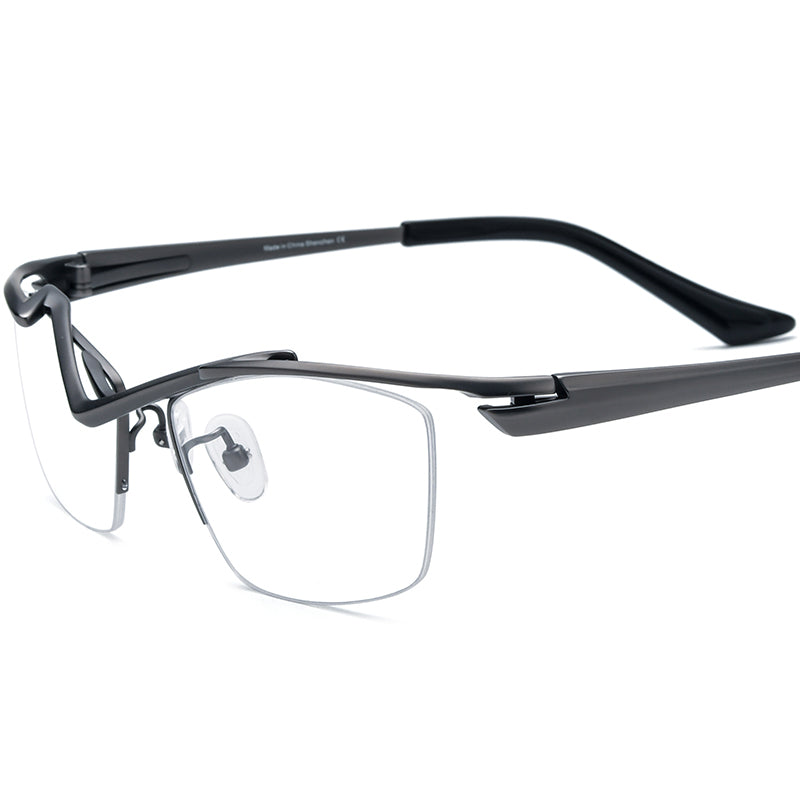 Titanium Square Optical Glasses Frame Lightweight - Gray - MCROONS