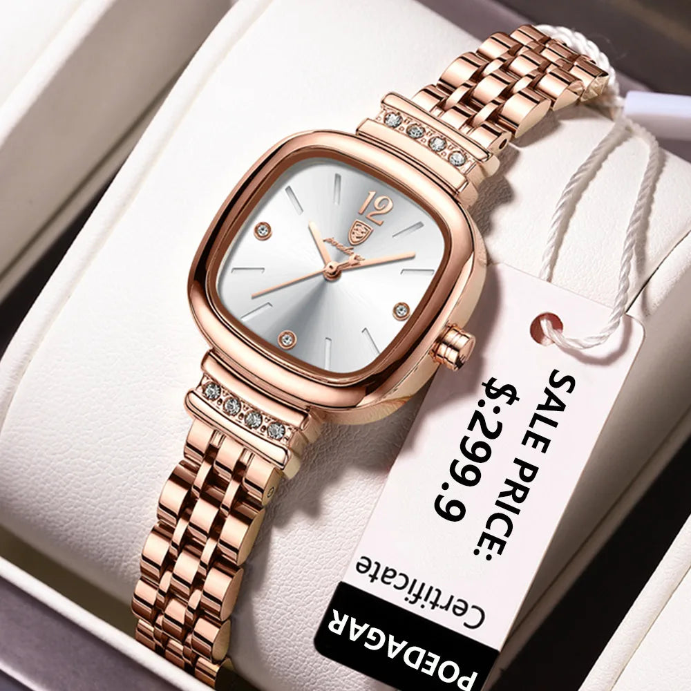 Poedagar 710 Women's Luxury Quartz Watch – Leather Strap, Waterproof