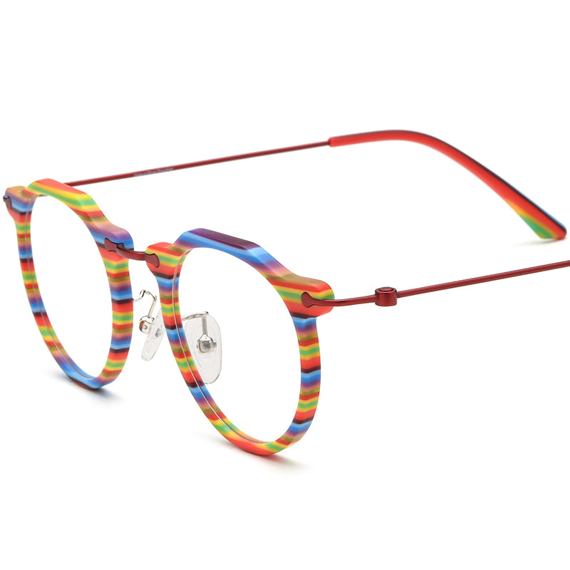 Acetate Titanium Round Optical Glasses Frame Vintage - MCROONS - Colorful