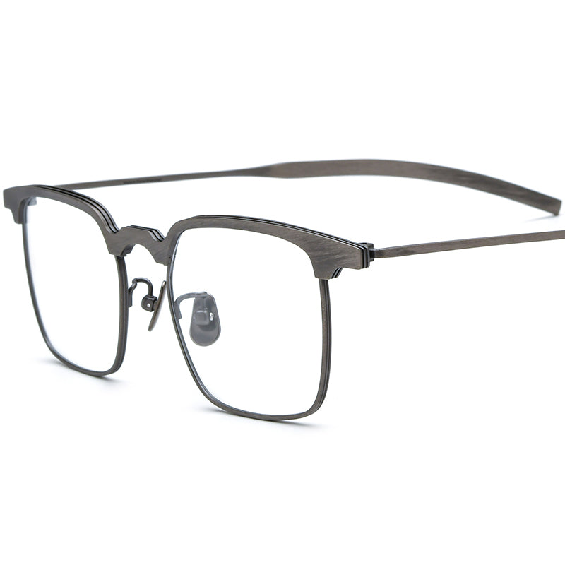 Titanium Square Optical Glasses Frame Retro Big Size - Gray - MCROONS