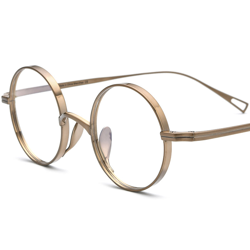 Classic Titanium Round Optical Glasses - Brown - MCROONS