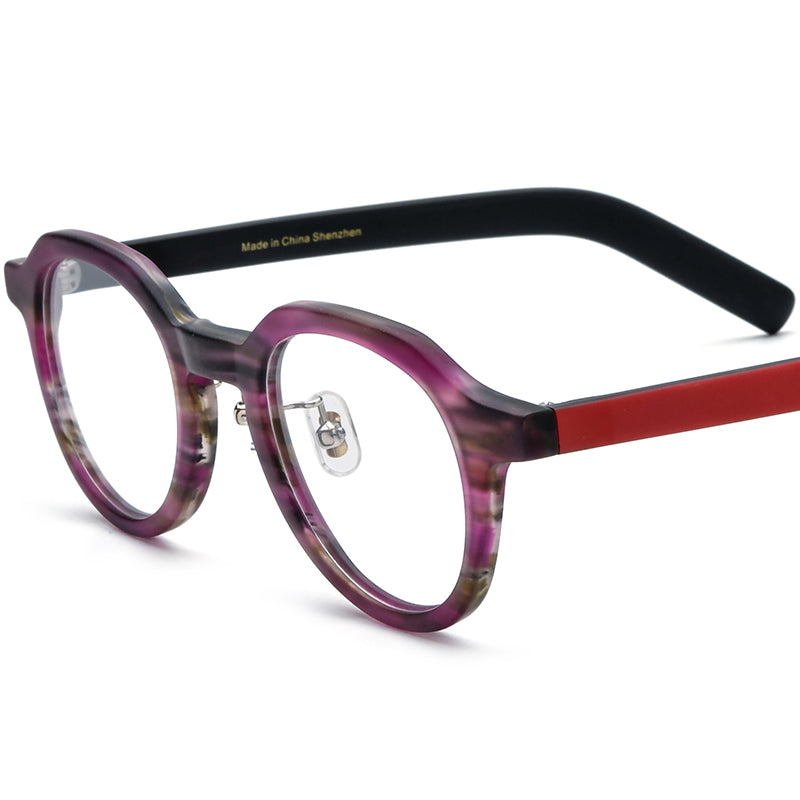 Vintage Oval Matte Acetate Optical Glasses Frame - Purple - MCROONS
