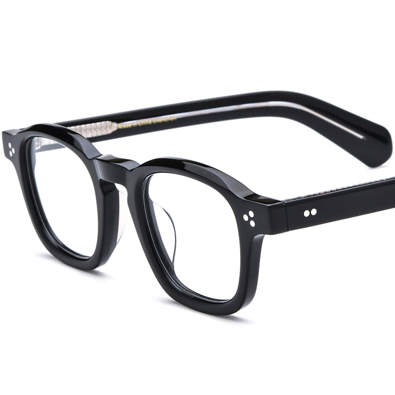 Vintage Retro Acetate Square Optical Glasses - Black - MCROONS
