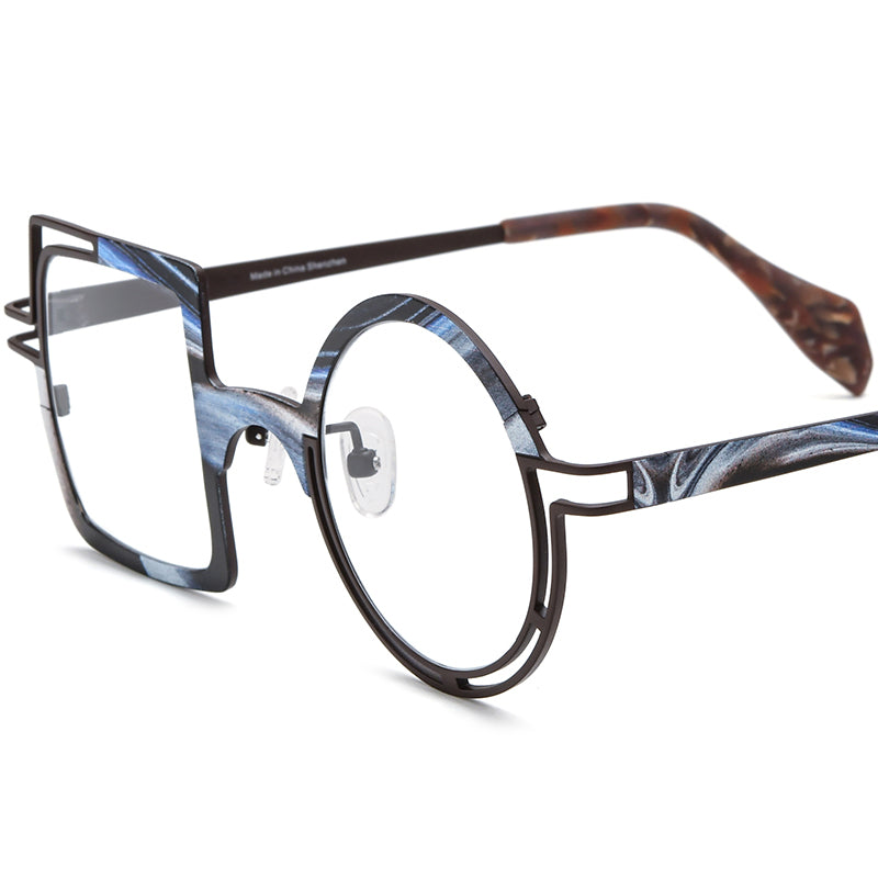 Square Round Titanium Optical Glasses - Brown - MCROONS