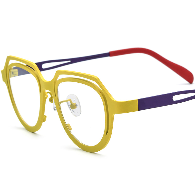 Colourful Titanium Cat Eye Optical Glasses Frame Fashion - Yellow - MCROONS