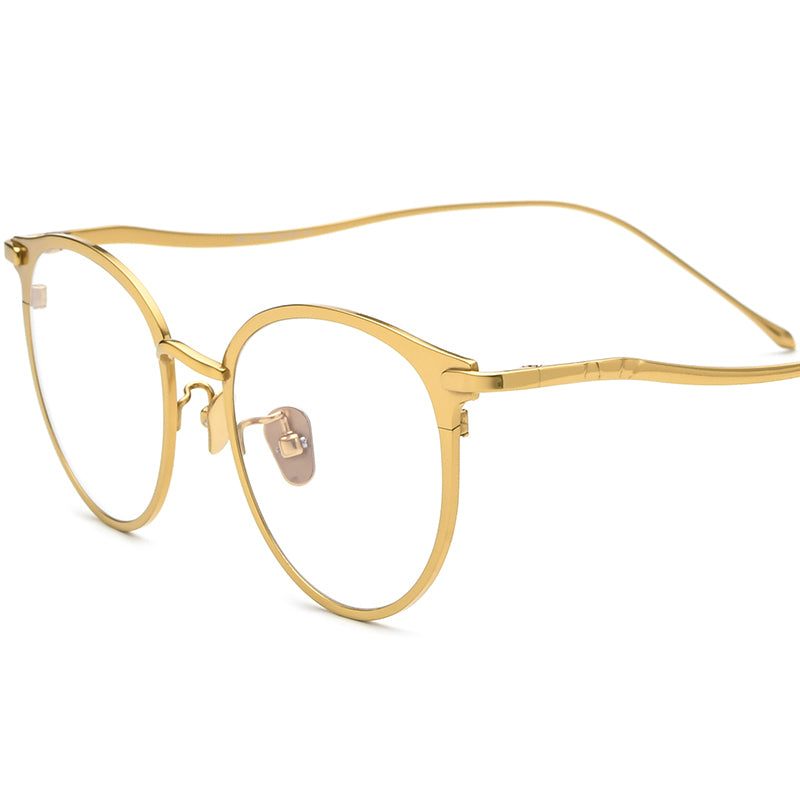Retro Pure Titanium Round Optical Glasses - Gold - MCROONS
