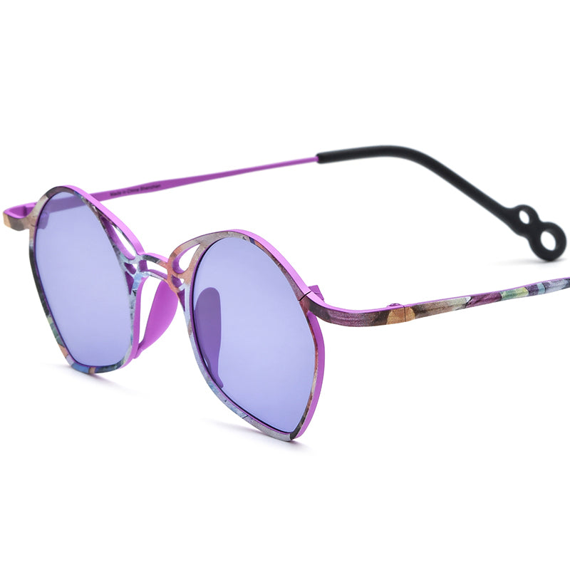 Vintage Titanium Butterfly Polarised Sunglasses - Purple Frame Purple Lens - MCROONS