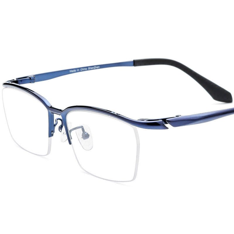 Ultralight Titanium Half-Rim Square Optical Glasses Frame - MCROONS - Blue