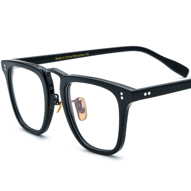 Classic Square Acetate Optical Glasses Frame - Black - MCROONS