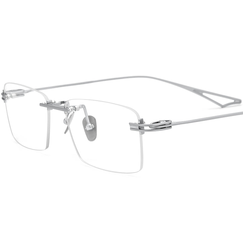Frameless Titanium Square Optical Glasses - Silver - MCROONS
