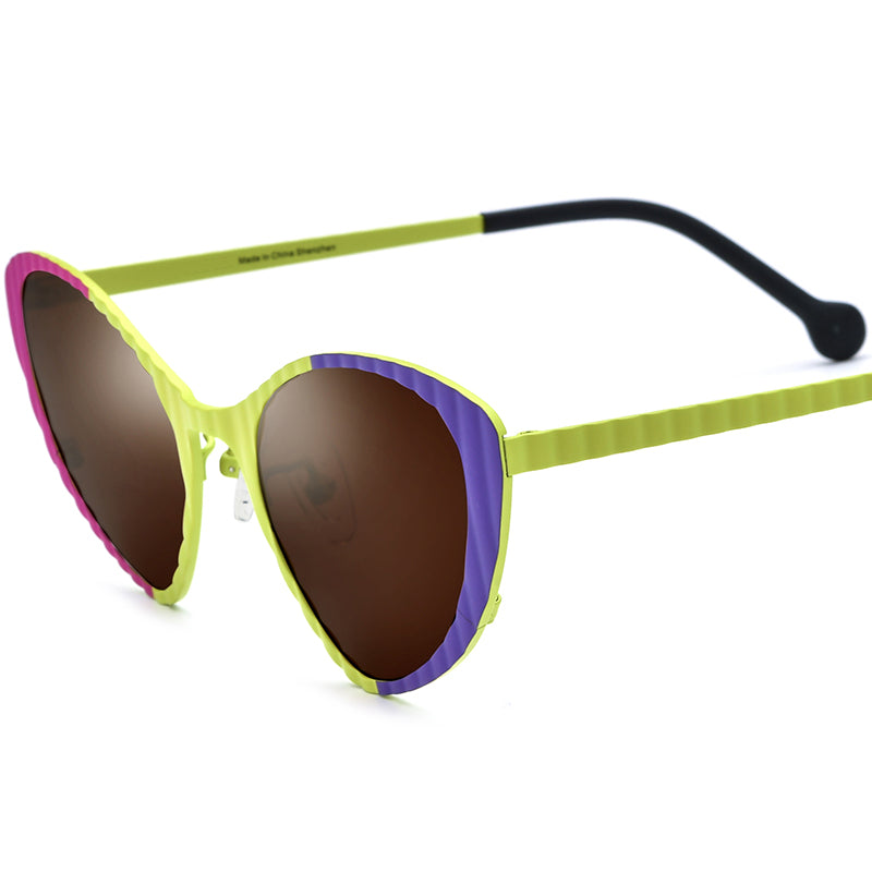 Vintage Cat Eye Polarized Titanium Sunglasses - Green - MCROONS