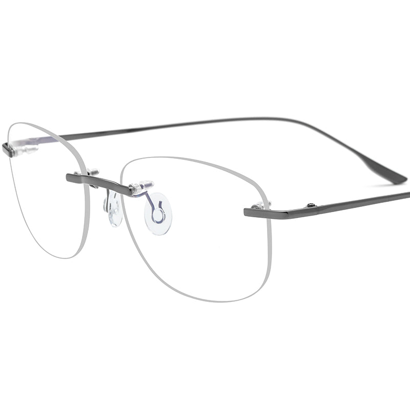 Rimless Titanium Alloy Square Optical Glasses - Gray - MCROONS