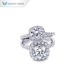 Tianyu Gems 18K Gold Plated Fine Jewelry Wholesale Halo Designed 1CT 925 Sterling Silver Moissanite Women's S925 Ring Silver