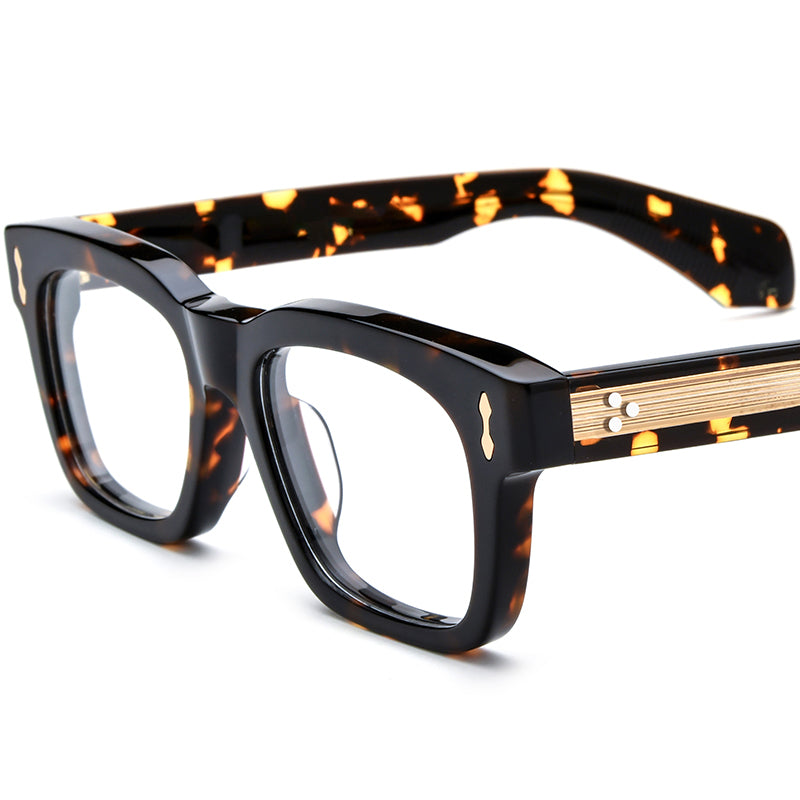 Retro Square Thick Acetate Optical Glasses Frame - Leopard - MCROONS