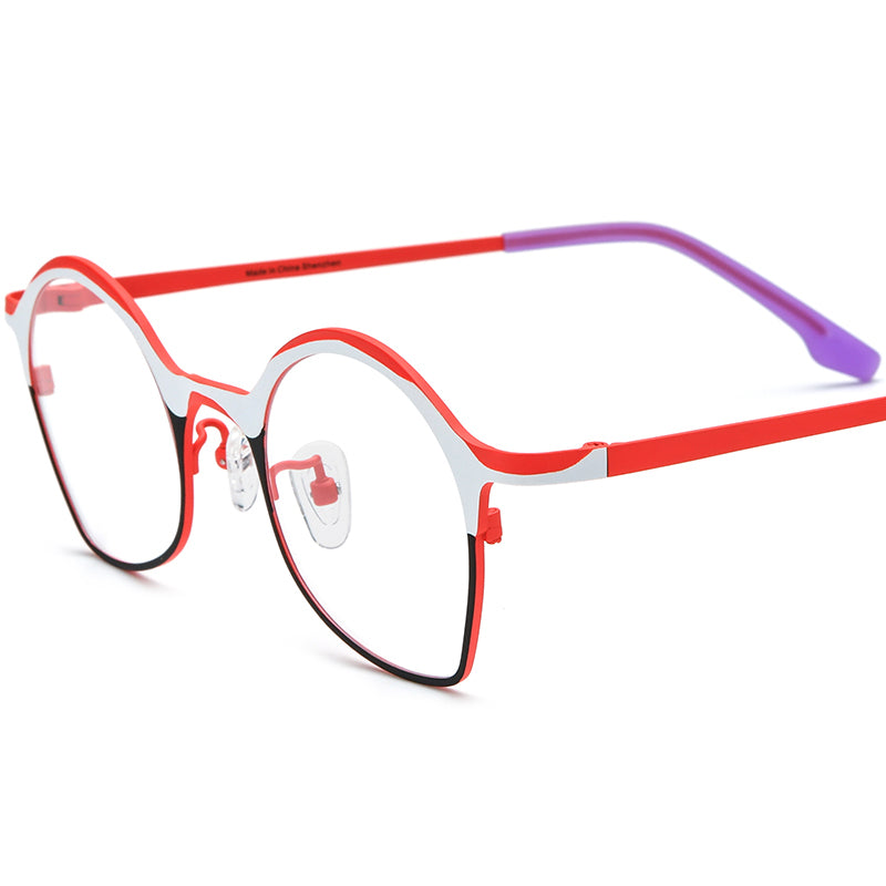Colourful Titanium Cat Eye Optical Glasses - White Black - MCROONS