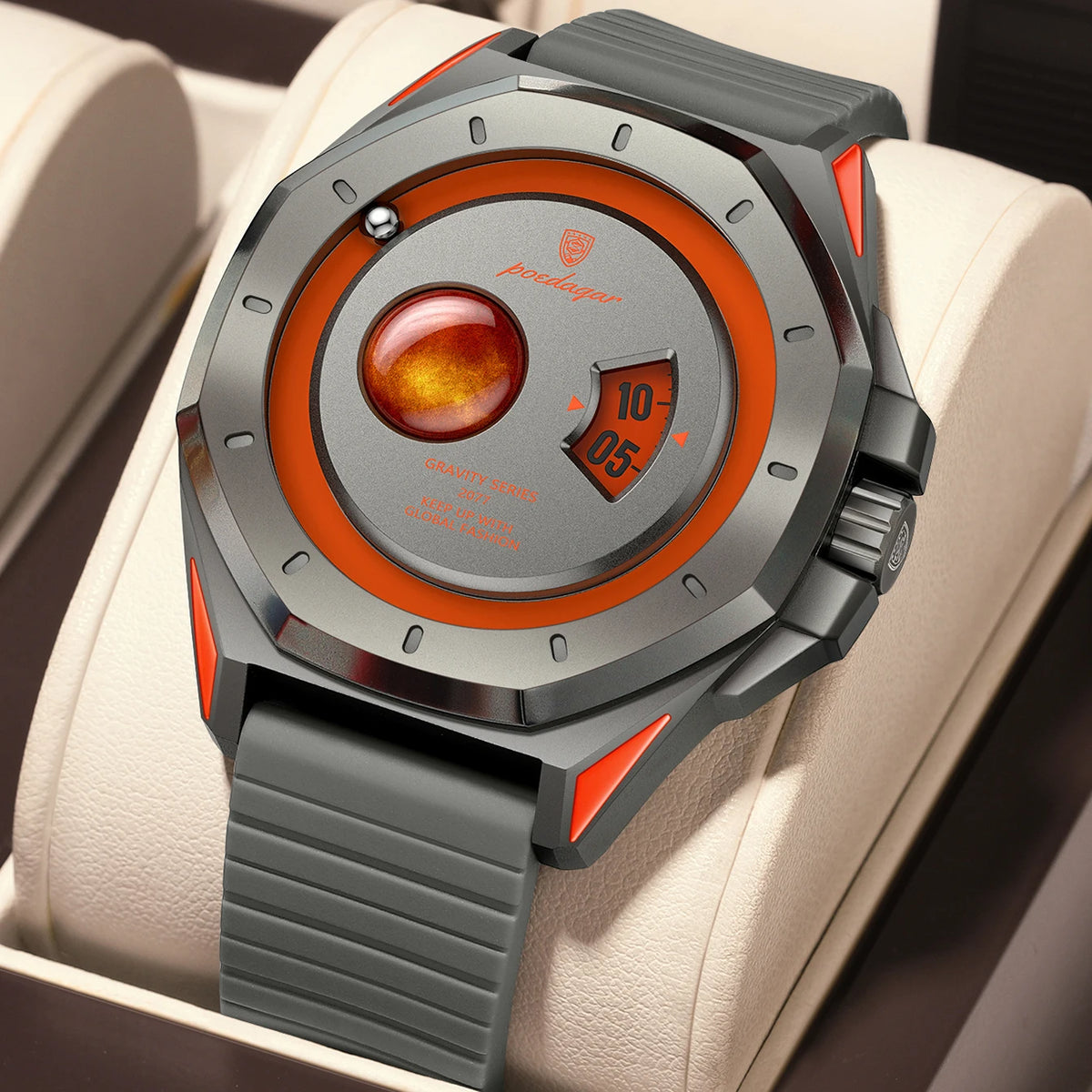 Poedagar 966 Men's Luxury Quartz Watch – Silicone Strap, Waterproof