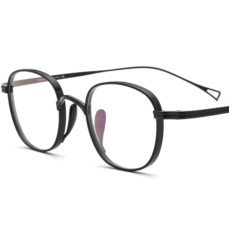 Titanium Square Optical Glasses Frame Classic - Black - MCROONS