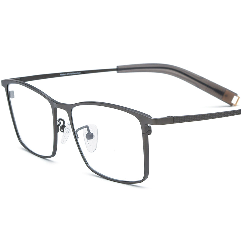 Titanium Square Optical Glasses Frame Durable Lightweight - Grey - MCROONS