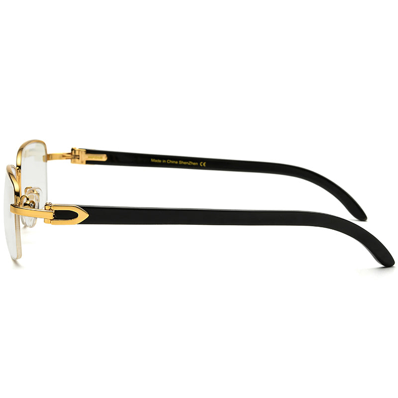 Half-Rim Square Buffalo Horn Optical Frame - MCROONS - White side view