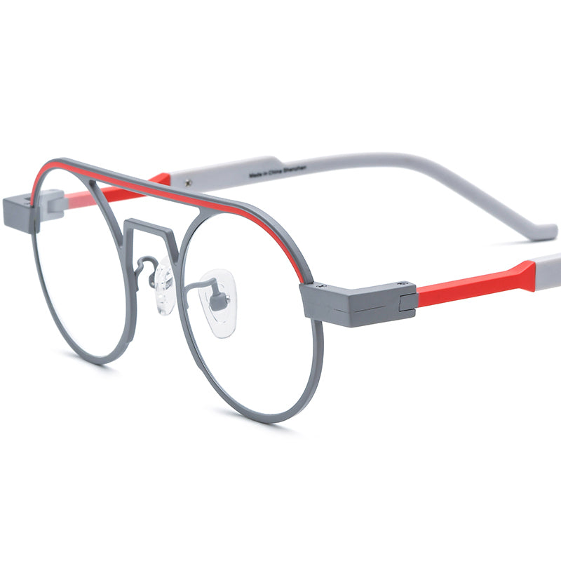 Matte Titanium Round Optical Glasses Frame - Matte Silver - MCROONS