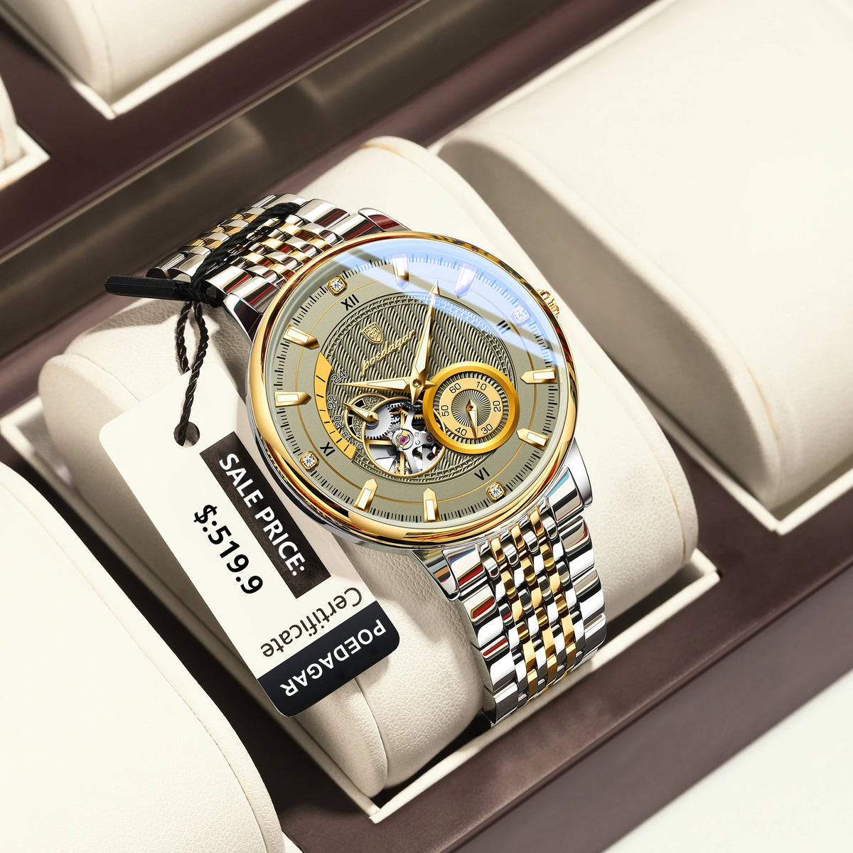 Poedagar 1416 Men's Luxury Automatic Mechanical Watch – Stainless Steel Band, Waterproof, Luminous
